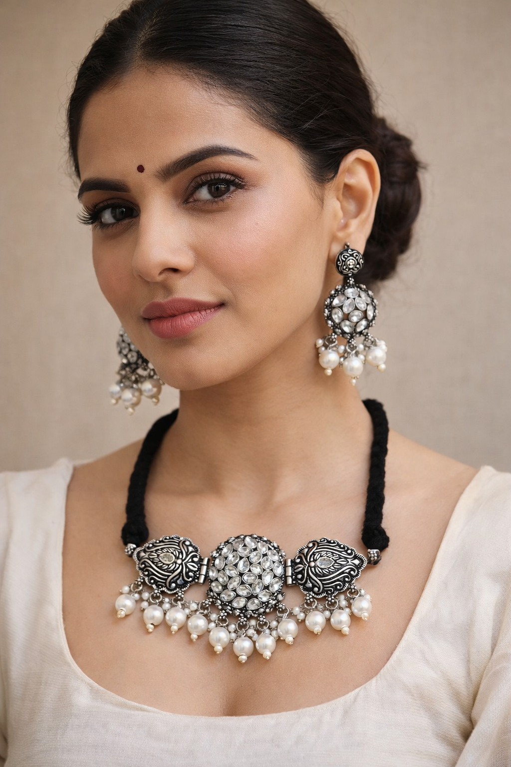 Premium Silver Lookalike Necklace & Earring Set | Timeless Elegance