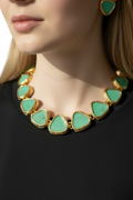Luxury Kundan Green Stone Statement Necklace Set | Elegant Affordable Luxe Jewelry