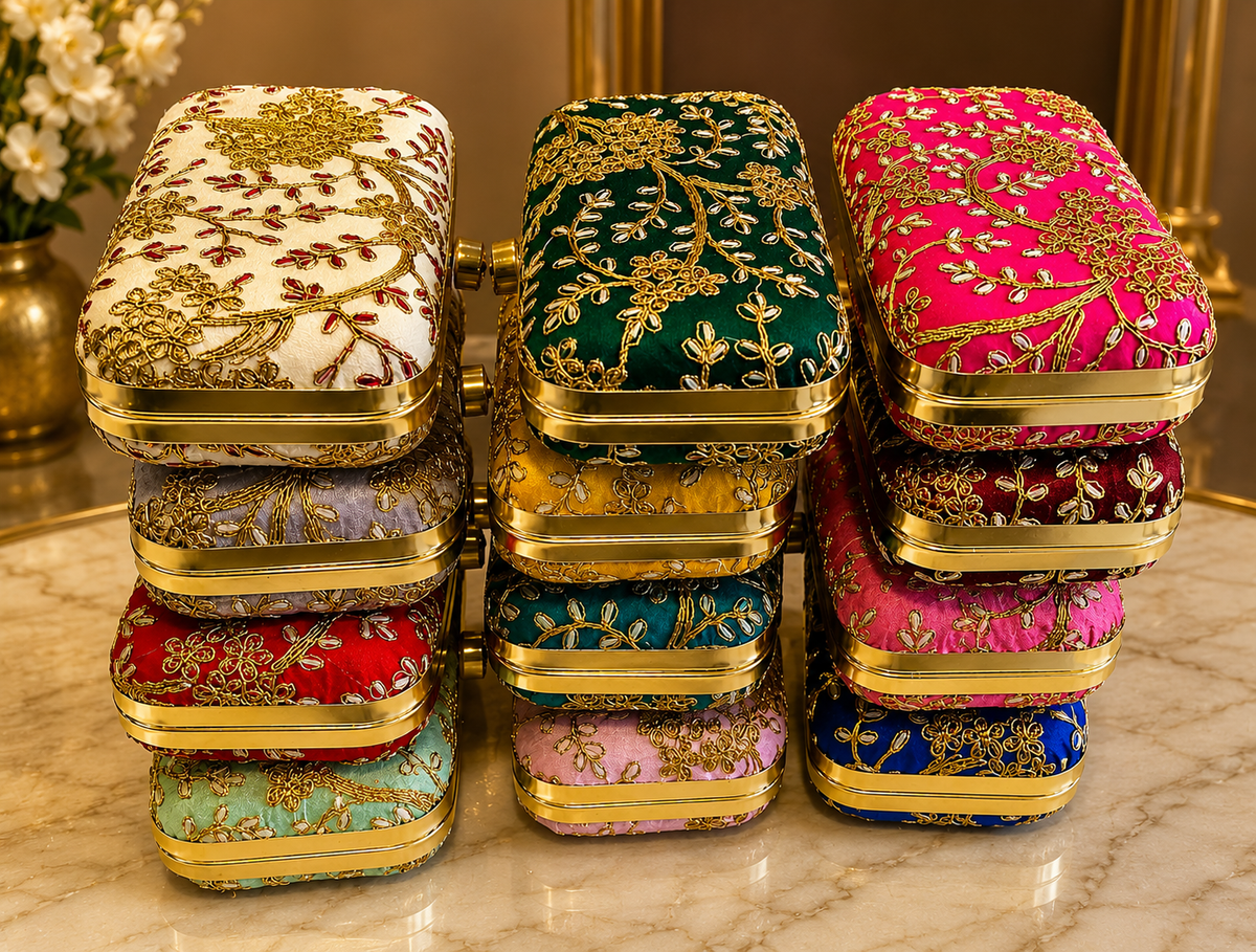 Handcrafted Embroidered Luxe Clutch Box Collection