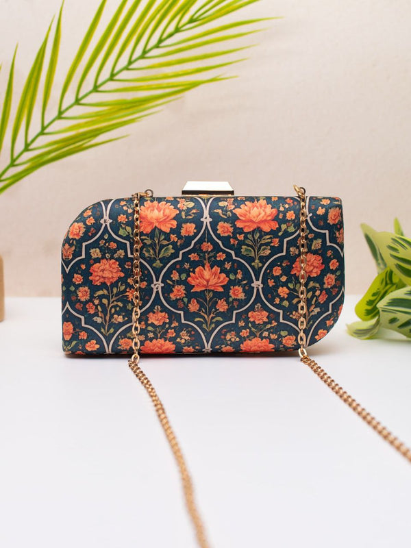 Vintage Floral Clutch with Chain Strap | Fusion Evening Handbag