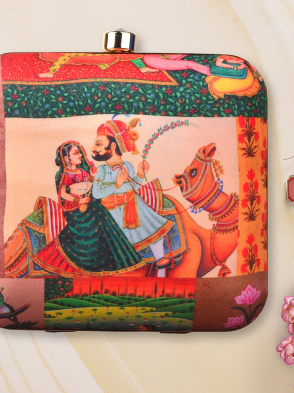 Art Clutch Bag | Heritage Rajasthani Print Evening Box Bag