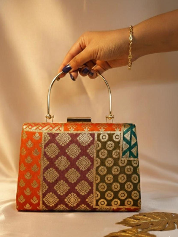 Multicolor Brocade Clutch Bag | Ethnic Wedding Evening & Party Handbag