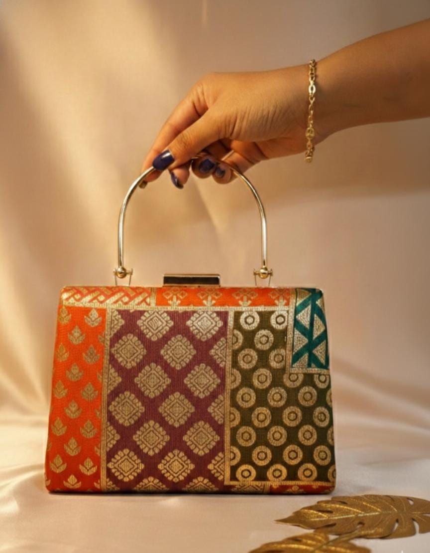 Multicolor Brocade Clutch Bag | Ethnic Wedding Evening & Party Handbag