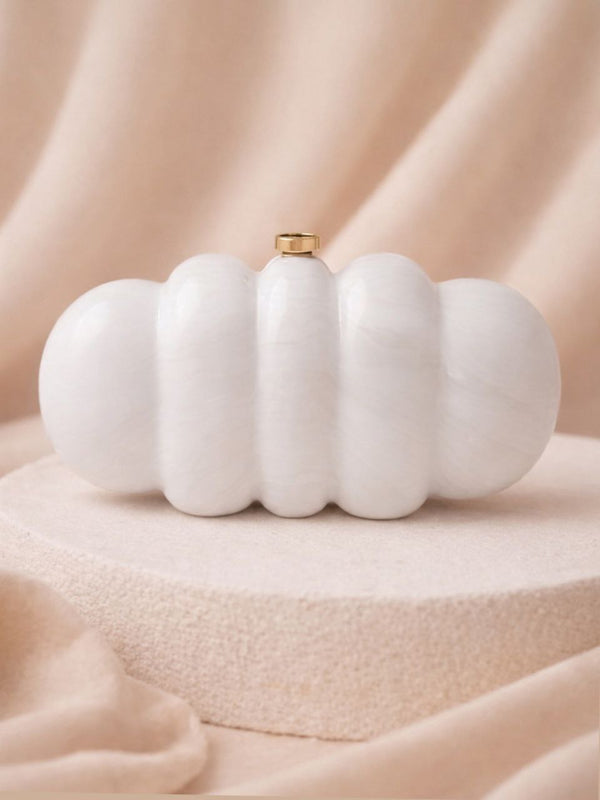 Minimalist White Sculpted Clutch Bag | Modern Elegant Statement Handbag