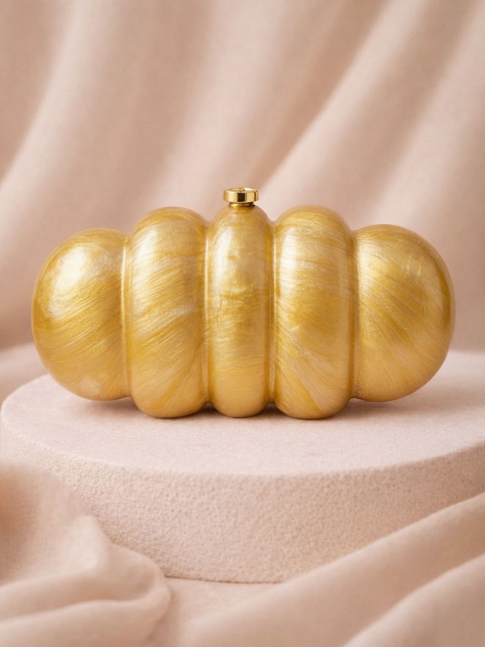 Minimalist Gold or yellow Sculpted Clutch Bag | Modern Elegant Statement Handbag