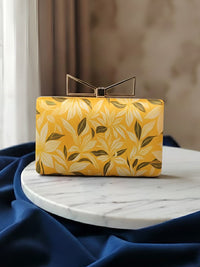 Pastel Art Woman Clutch with Floral Detail | Elegant Statement Evening Handbag