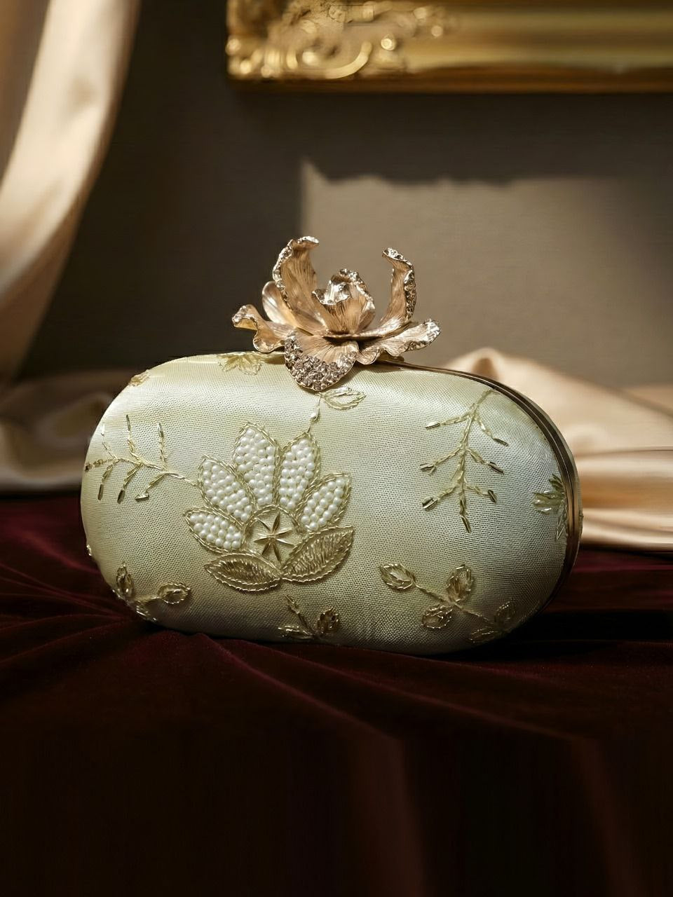 Vintage Floral Clutch with Chain Strap | Fusion Evening Handbag