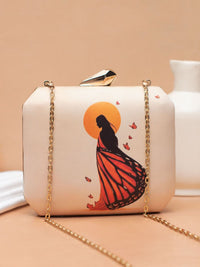 Printed Statement Clutch with Chain Strap | Elegant Evening Handbag