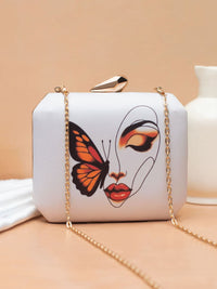 Printed Statement Clutch with Chain Strap | Elegant Evening Handbag
