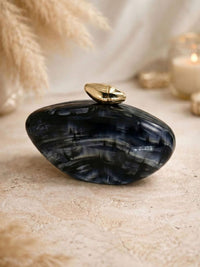 Marble Effect Sculpted Clutch Bag | Luxury Stone Finish Evening Handbag