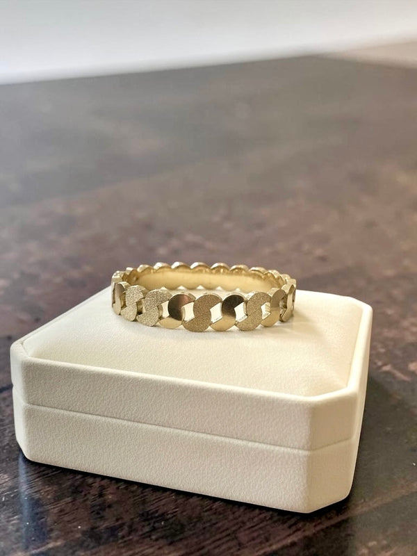 Gold Textured Link Bracelet | Modern Minimal Statement Bangle for Everyday & Party Wear