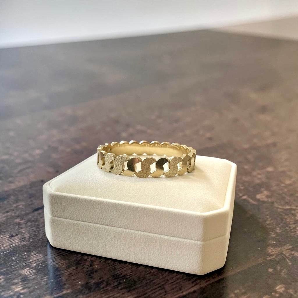 Gold Textured Link Bracelet | Modern Minimal Statement Bangle for Everyday & Party Wear
