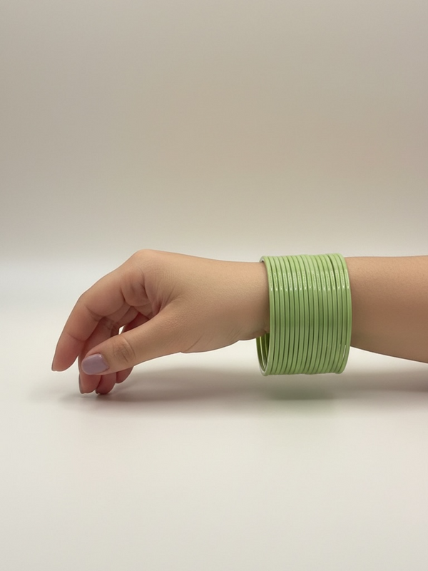 Pastel Green Glossy Bangle Stack Set | Minimal Everyday Bangles for Fusion Styling