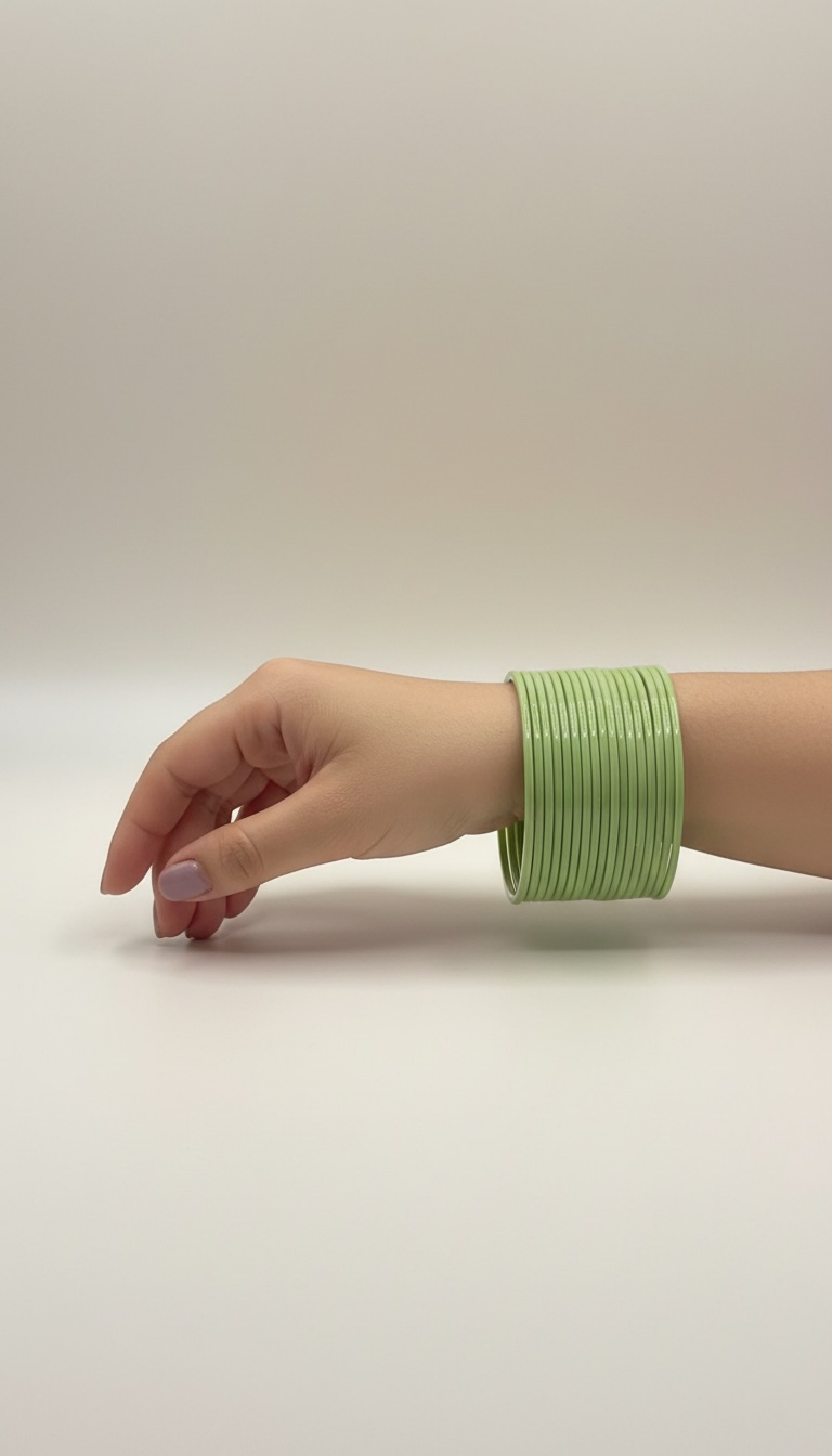 Pastel Green Glossy Bangle Stack Set | Minimal Everyday Bangles for Fusion Styling