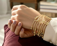 Kashmiri-Inspired Gold Tone Bangle Set | Minimal Stackable Bracelets
