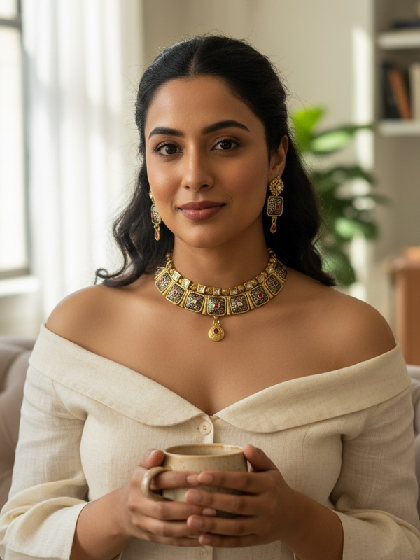 Minimal Gold Beaded Chain Necklace | Dainty Everyday Layering Necklace