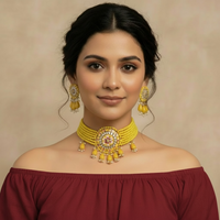 Polki Styled Floral Choker Jewelry