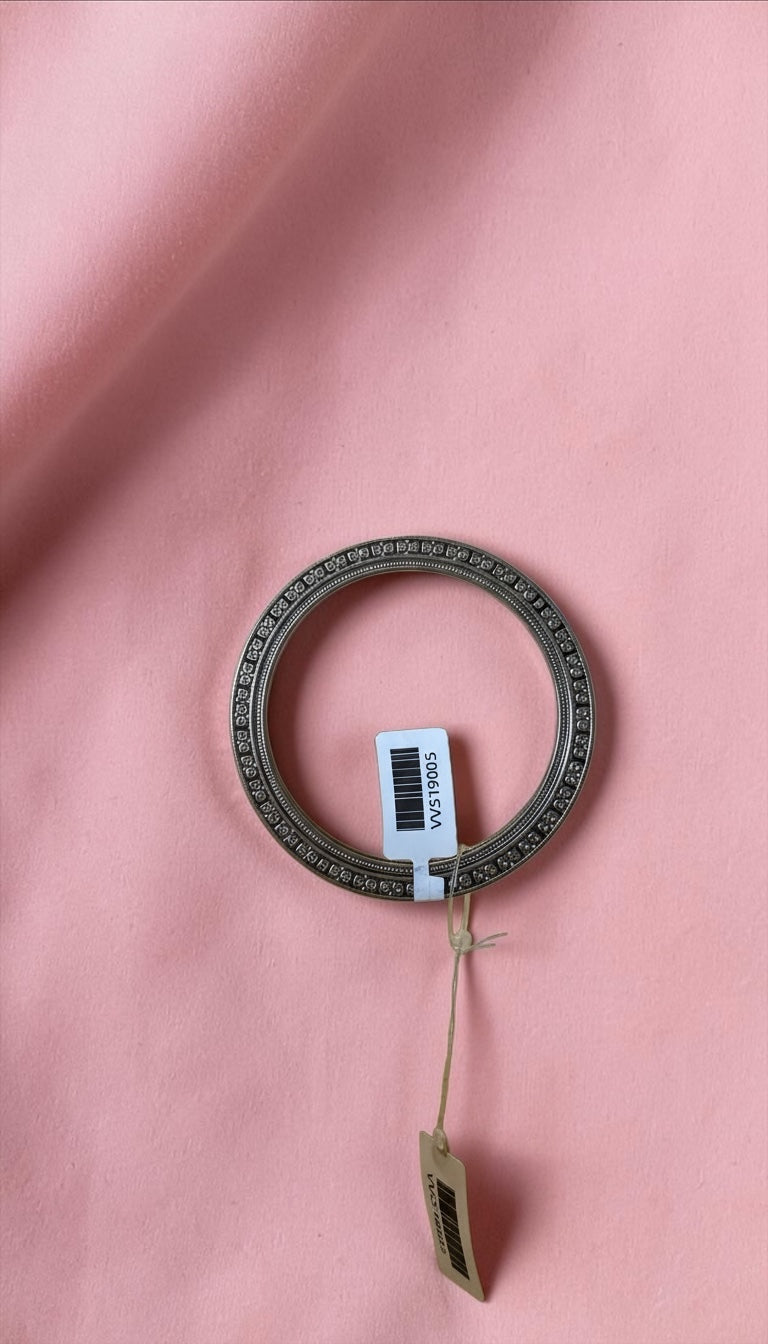 Oxidized Crystal Border Bangle | Vintage Slim Kada Bracelet