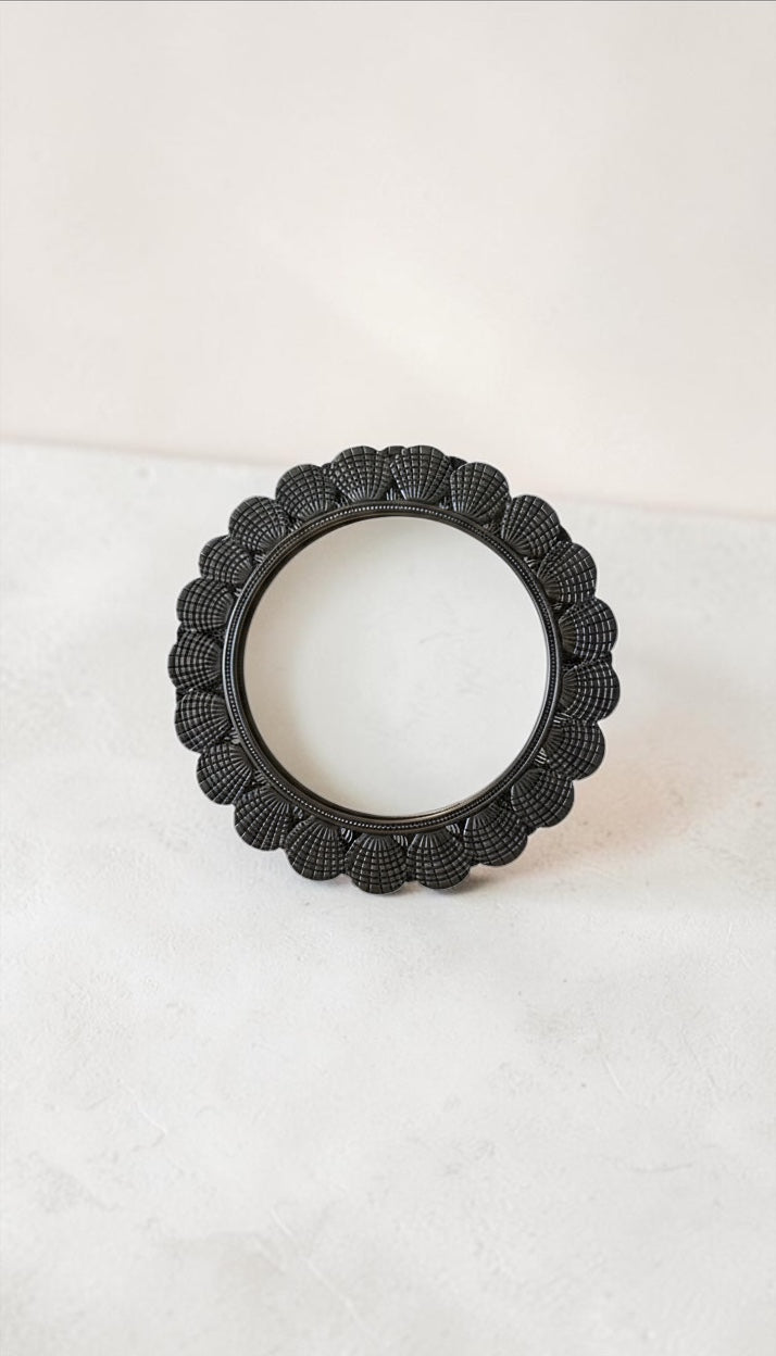 Oxidized Shell Motif Statement Bangle | Vintage Wide Kada Bracelet (Set of 2)