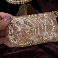 Kashmiri-Inspired Gold Tone Bangle Set | Minimal Stackable Bracelets