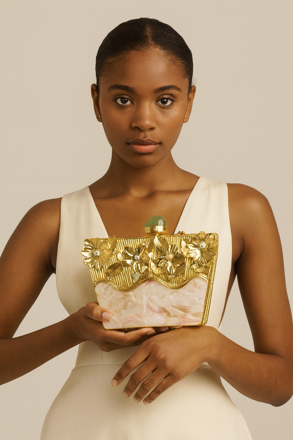Resin Art Statement Clutch with Gold Chain