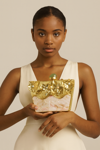 Resin Art Statement Clutch with Gold Chain