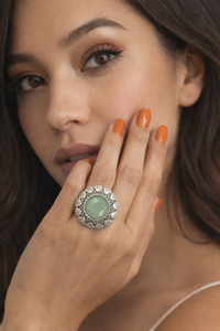 Vintage Floral Statement Silver Tone Ring