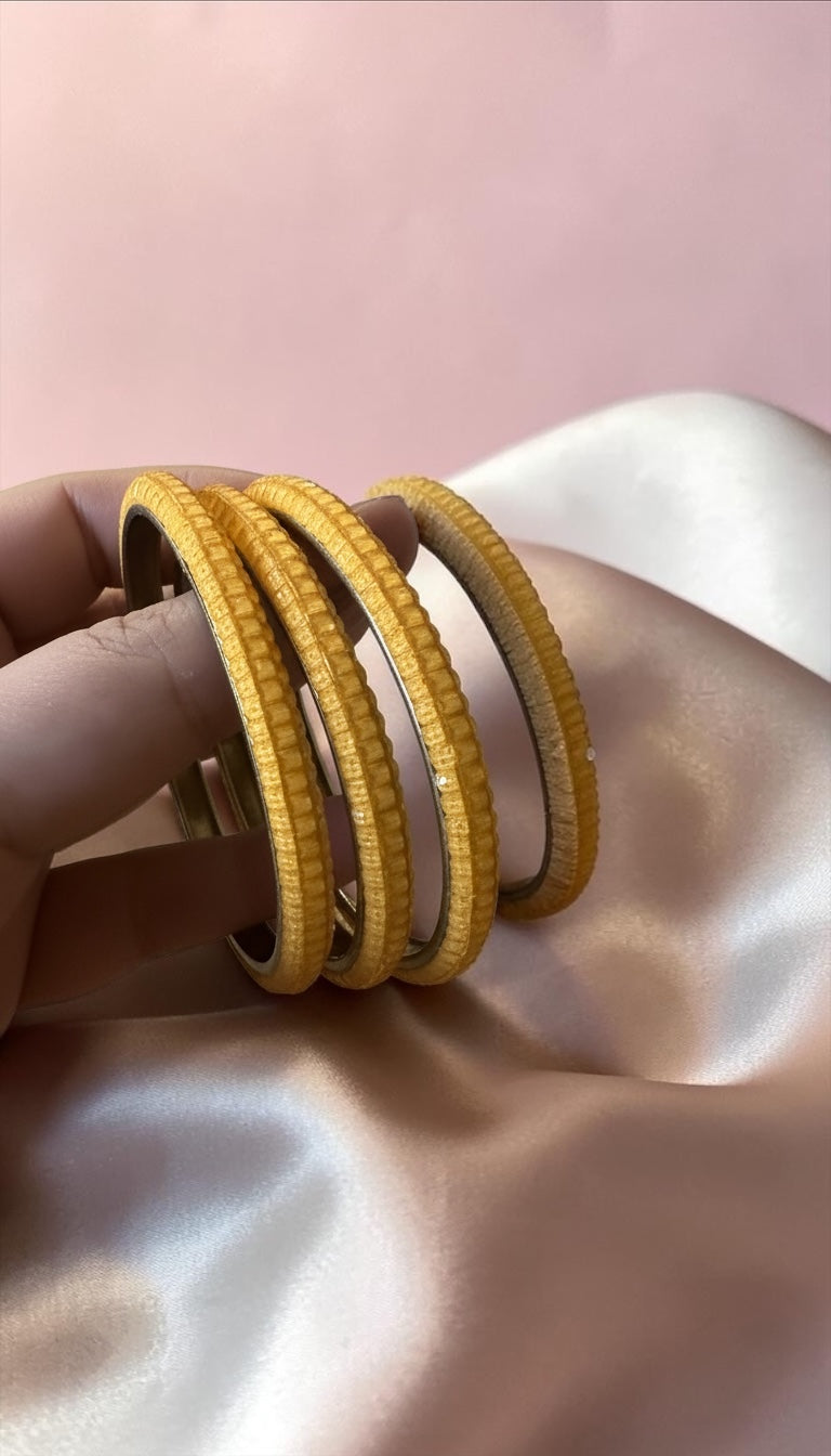 Textured Gold Stackable Bangles (Set of 4) | Everyday Minimal Kada Bracelet Set