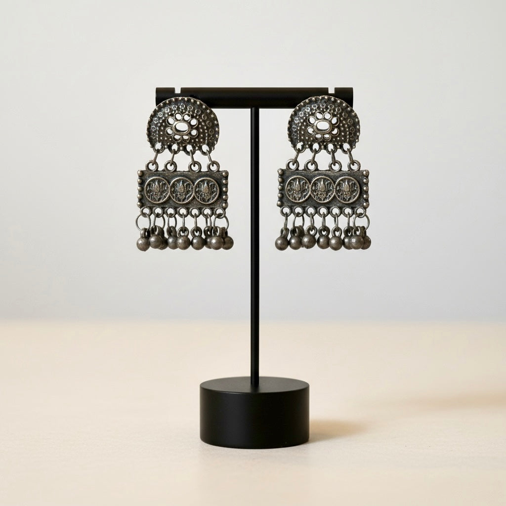 Tribal Drop Earrings with Ghungroo | Boho Ethnic Statement Jewelry