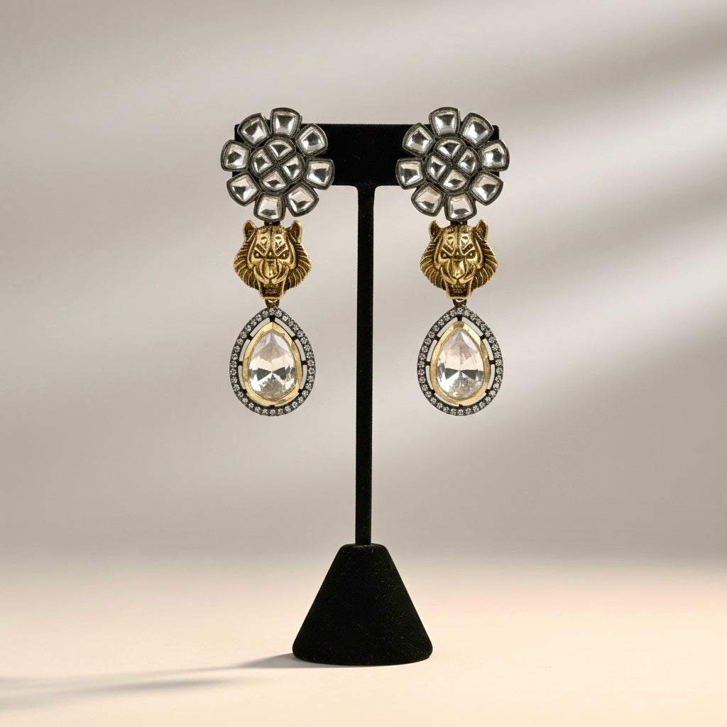 Vintage Gold Lion Head Earrings | Bold Statement Jewelry
